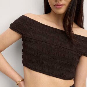 Everlane Gauze Smock Top, NWT - off the shoulder, black, size S